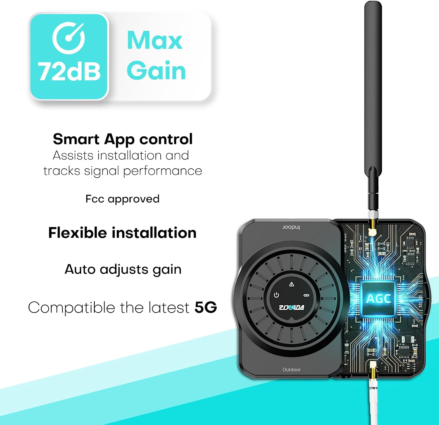 Detalle 2 de ZORIDA Cell Phone Booster 72dB