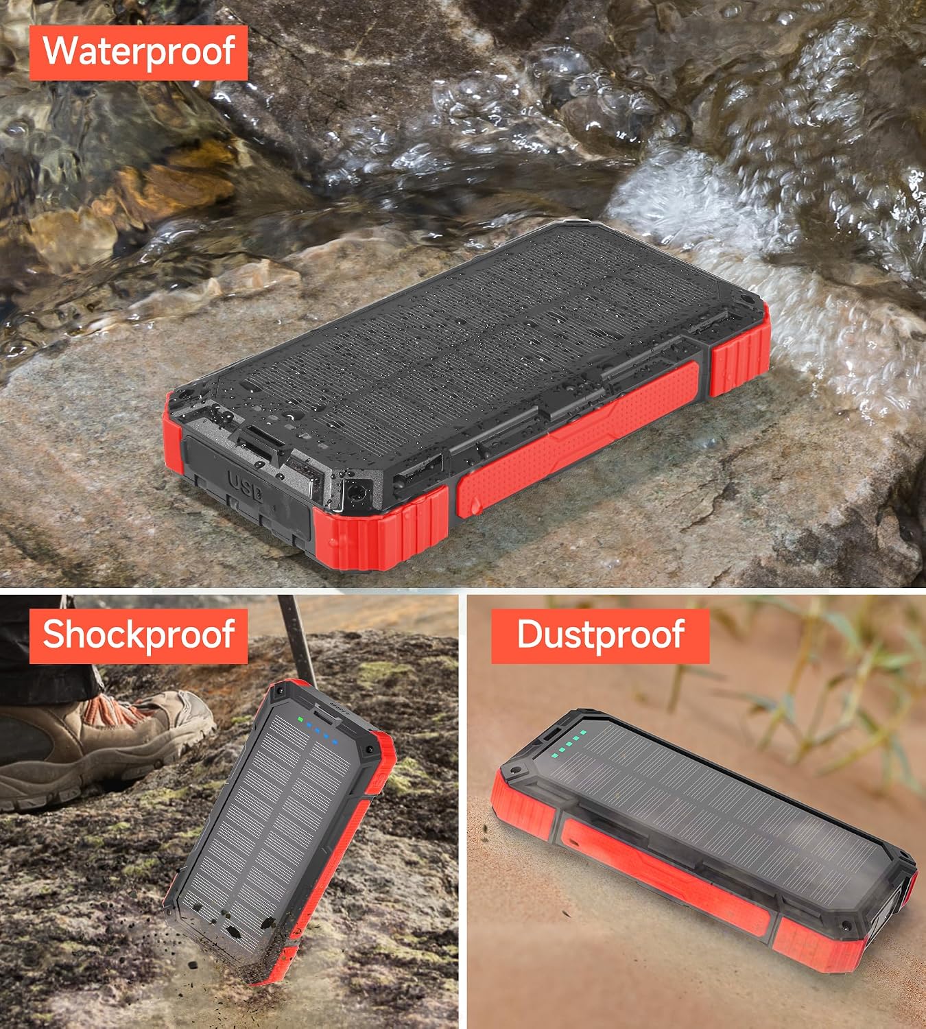 Detalle de Power Bank Solare 56800mAh con ricarica wireless: energia indipendente per esterni e viaggio