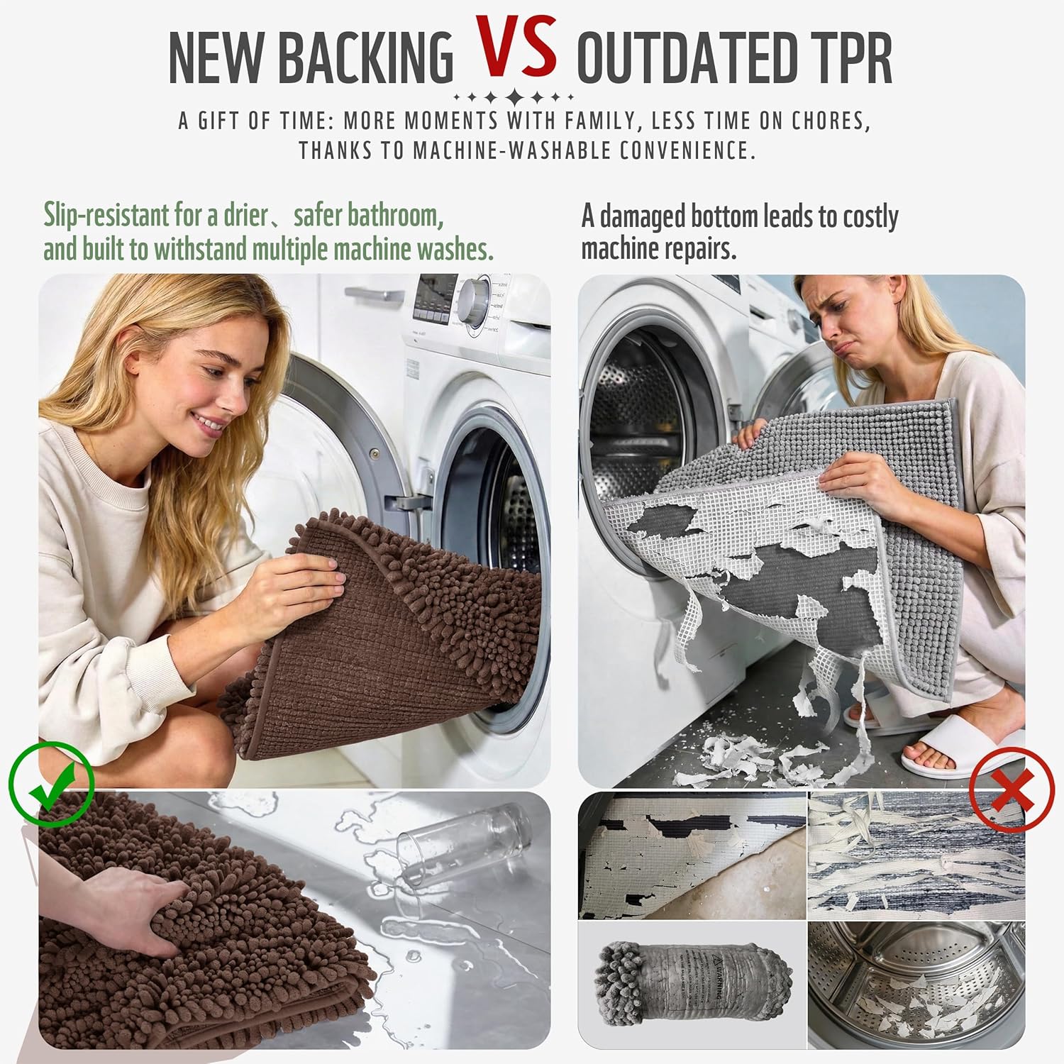 Thumbnail 2 de Yimobra 32x20 Inch Bath Mat — Chenille Absorbent Carpet