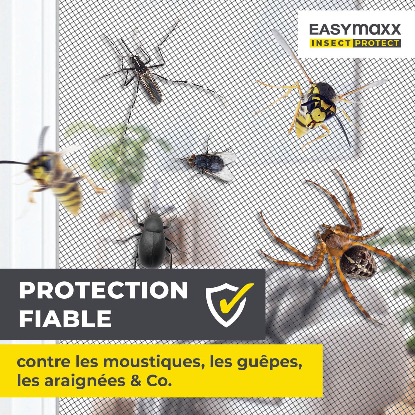 Detalle de EASYmaxx moustiquaire de fenêtre avec Magic Click, découpable jusqu’à 150×130 cm (2 pièces) : montage sans perçage