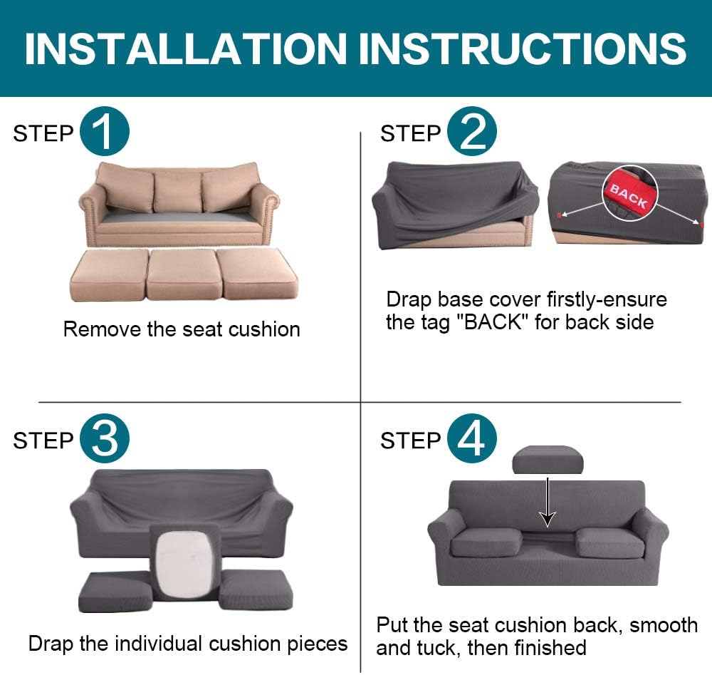 Thumbnail 5 de Turquoize 3-Cushion Sofa Cover 72-88 in