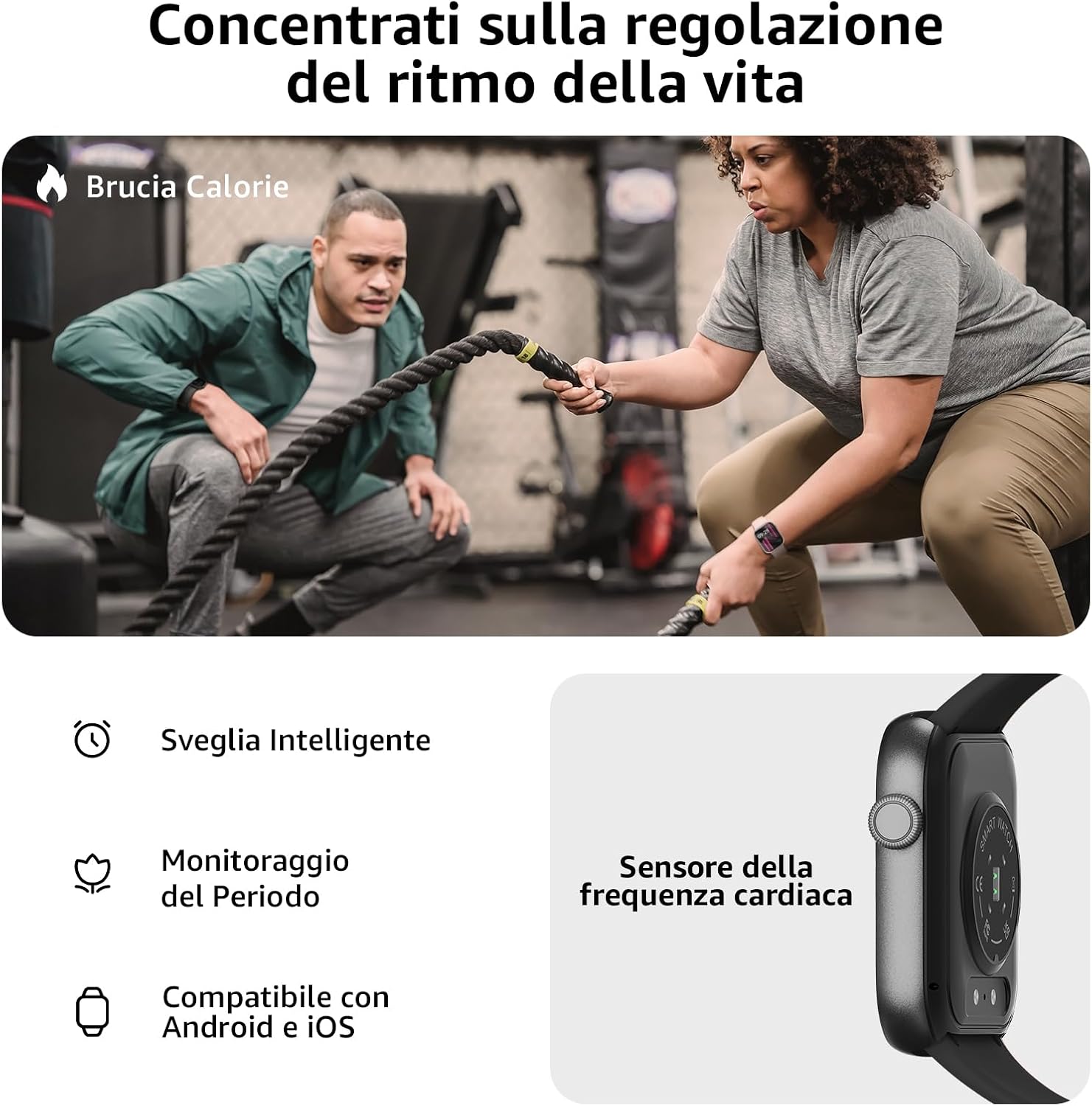 Thumbnail 4 de AcclaFit Smartwatch Uomo Donna da 1,85" con chiamate Bluetooth, SpO2 e contapassi (IP68)