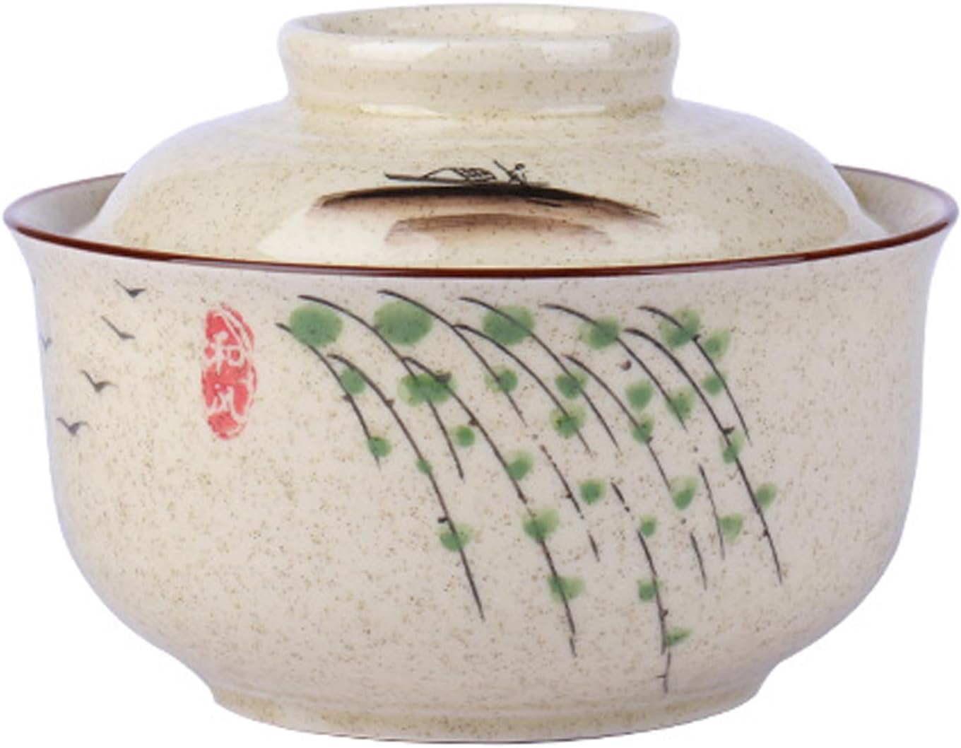 Detalle de TuYines 024F – ceramiczna miska do ramenu 800 ml z pokrywką i japońskim wzorem