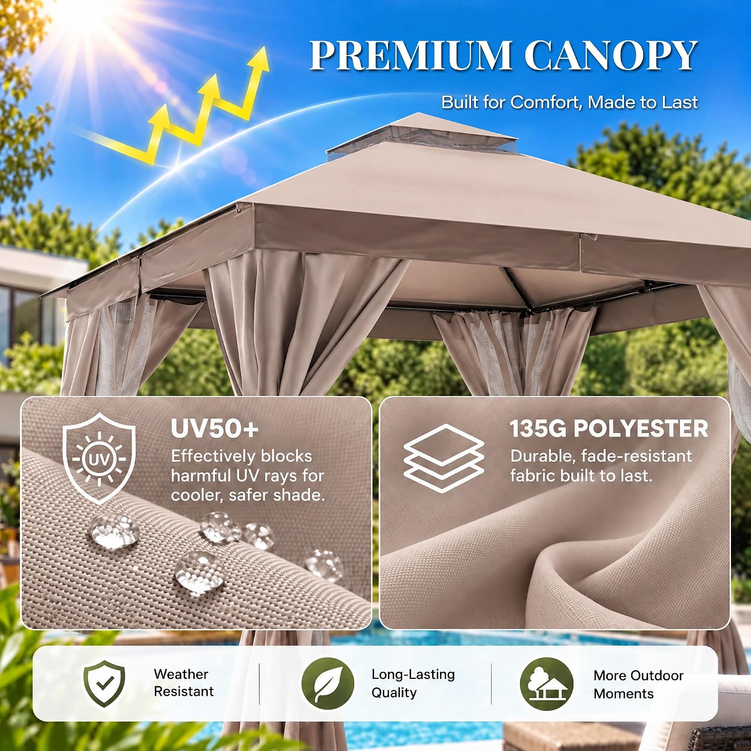 Detalle 2 de LAUSAINT HOME Gazebo Canopy 10x10
