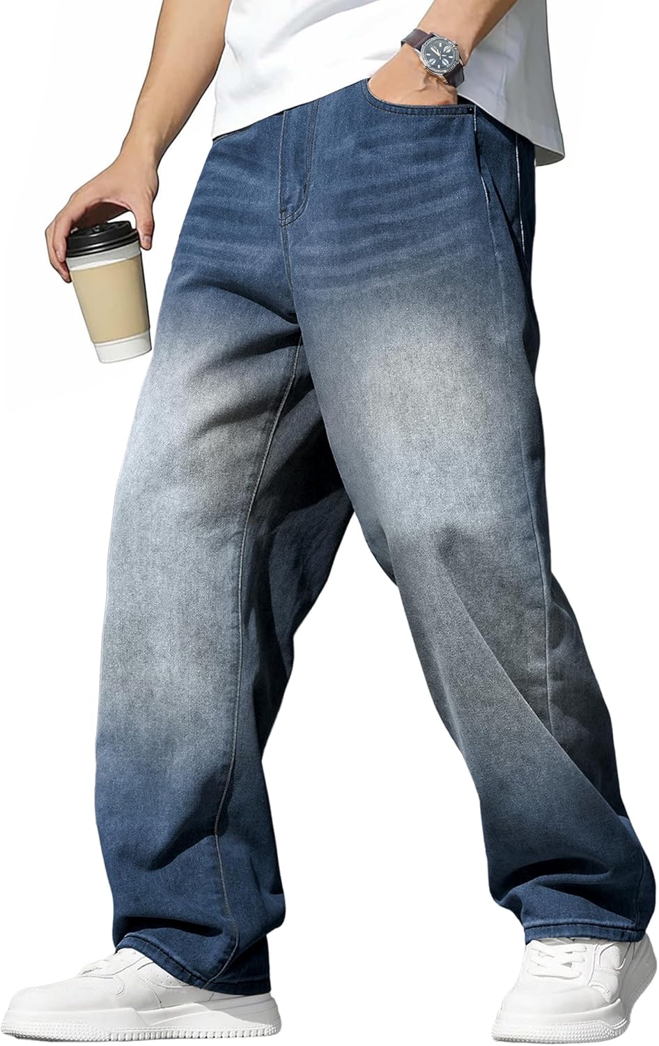 Detalle de JMIERR Herren Baggy Jeans – Stretch-Jeanshose im Vintage/Y2K Streetwear-Stil