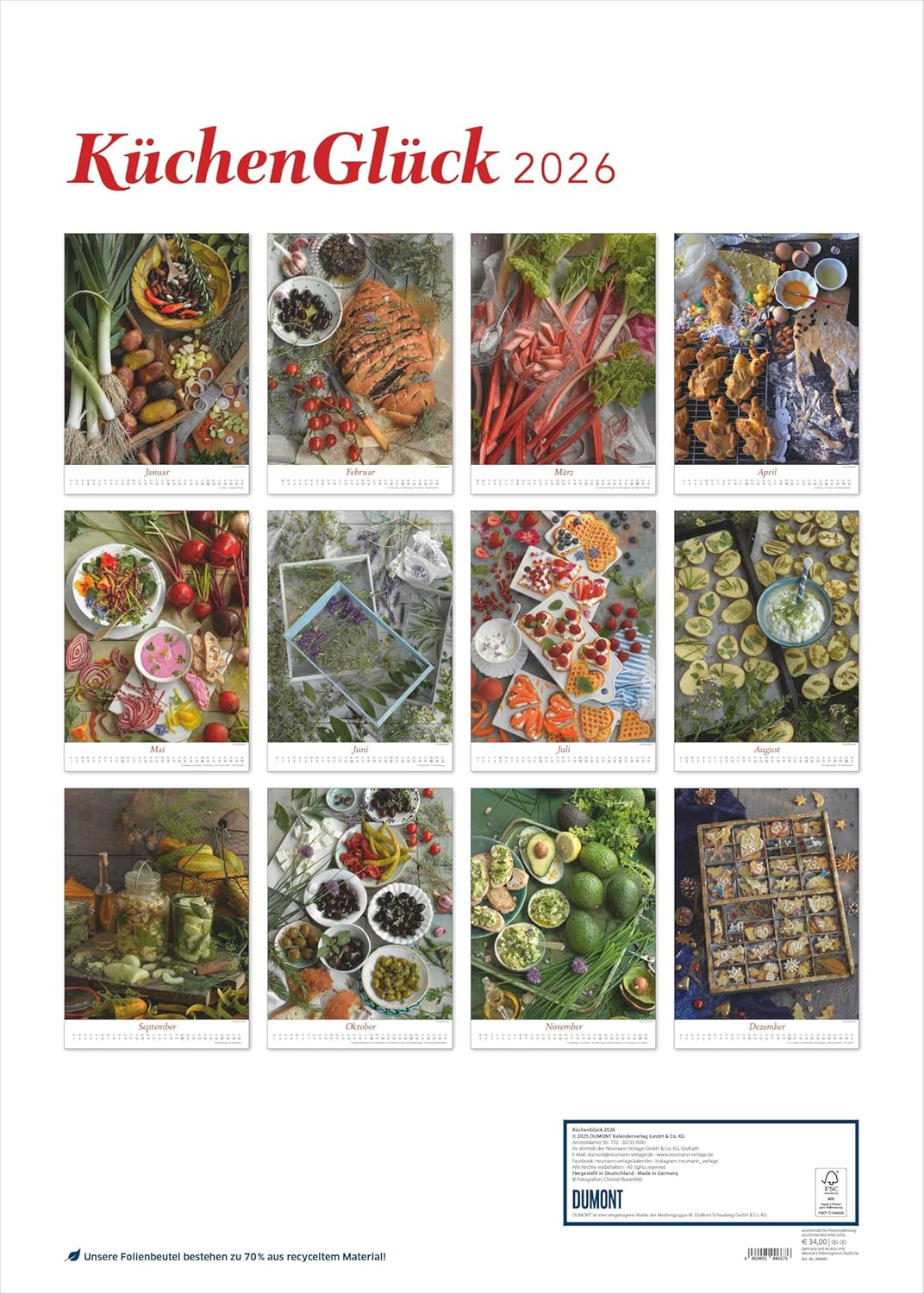Thumbnail 1 de DUMONT Küchenglück 2026 Küchenkalender als Poster (50 x 70 cm) für Food-Fotografie-Fans