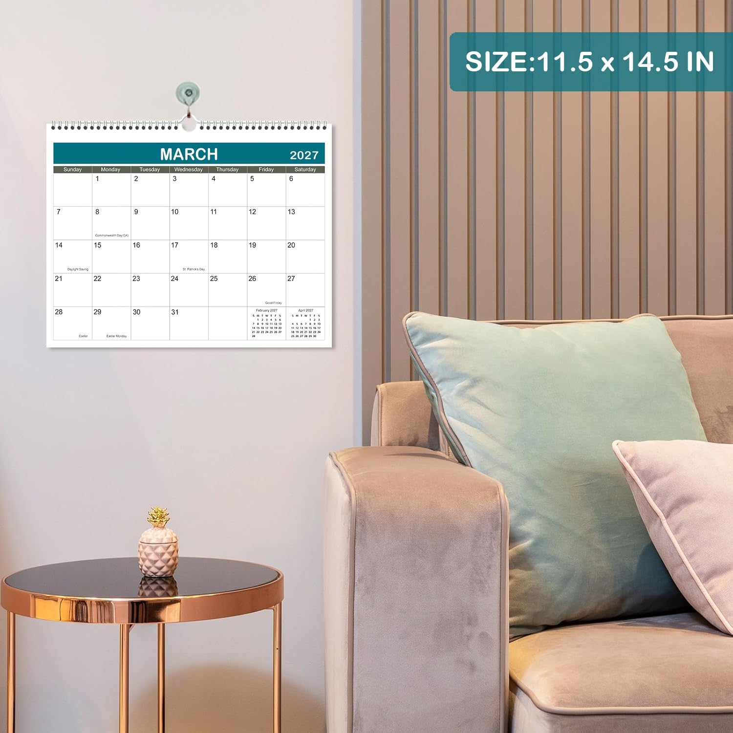 Thumbnail 3 de Riobat 11-14-h-Blue 18-Month Wall Calendar with Canadian Holidays and Notes