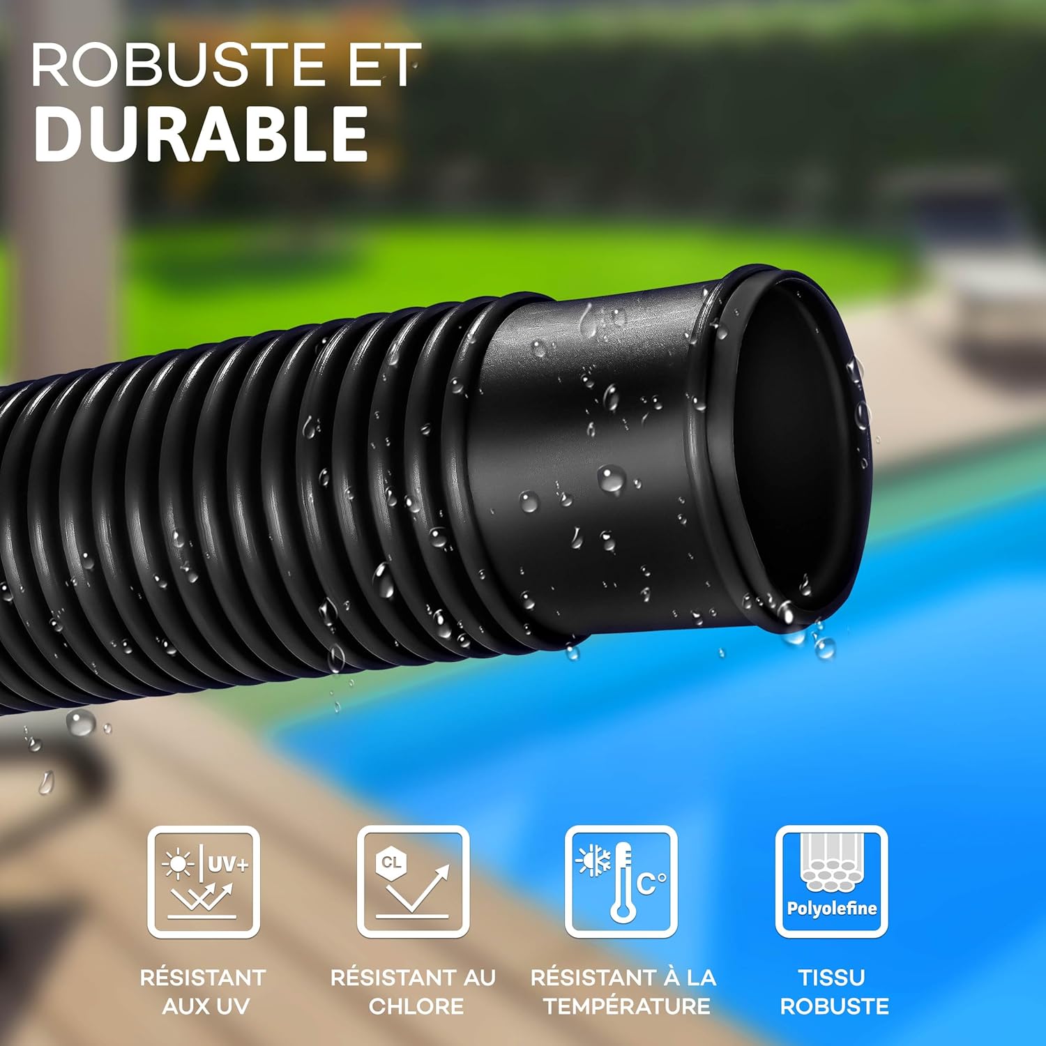 Thumbnail 3 de Tillvex Tuyau piscine avec manchons, noir, 20 m / 32 mm – pour pompe, aspirez et chauffage solaire