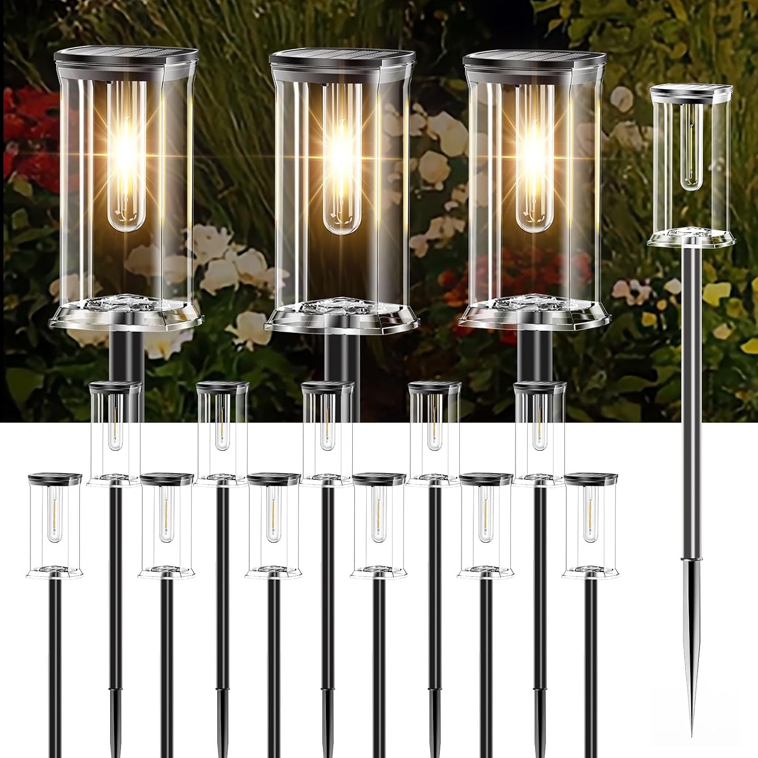 Detalle 2 de SOLARBABY 12 Pezzi Luci Solari da Giardino Esterno LED Bianco Caldo IP65