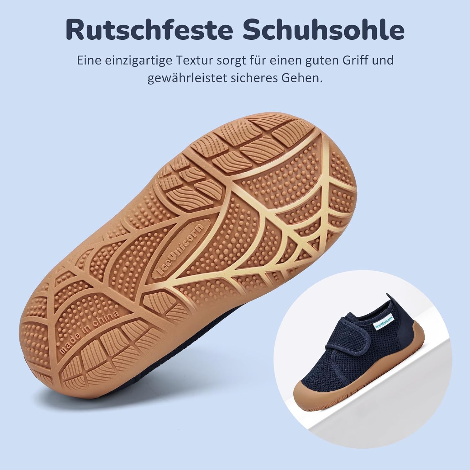 Detalle de IceUnicorn Hausschuhe Kinder Barfussschuhe – atmungsaktiv, rutschfest & leicht anziehbar