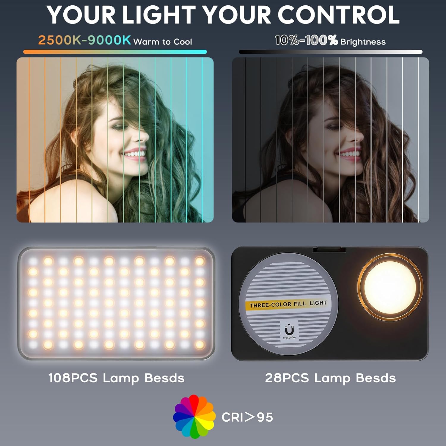 Thumbnail 1 de 136 LED Magnetisches Selfie Licht – Doppel-Seiten LED Licht für Smartphone, Laptop und Kamera
