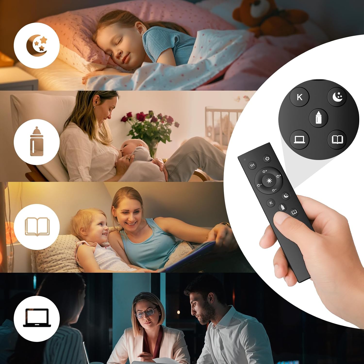 Thumbnail 4 de SUWIN Lampada da Terra dimmerabile con telecomando magnetico e paralume in lino beige