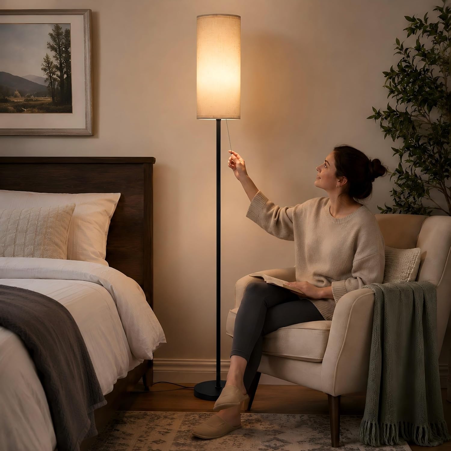Thumbnail 4 de IPARTS EXPERT LDD-5 68-Inch Floor Lamp with Linen Shade and 3 Colour Settings