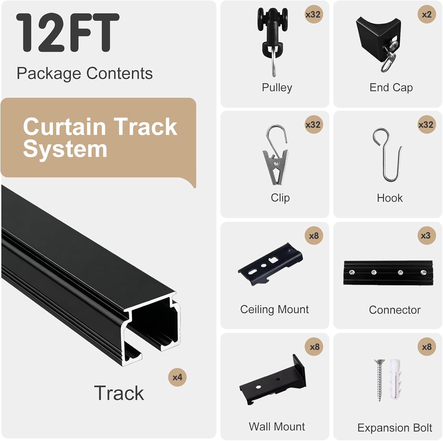 Detalle de MaKefeile Ceiling Curtain Track, 9 ft–12 ft