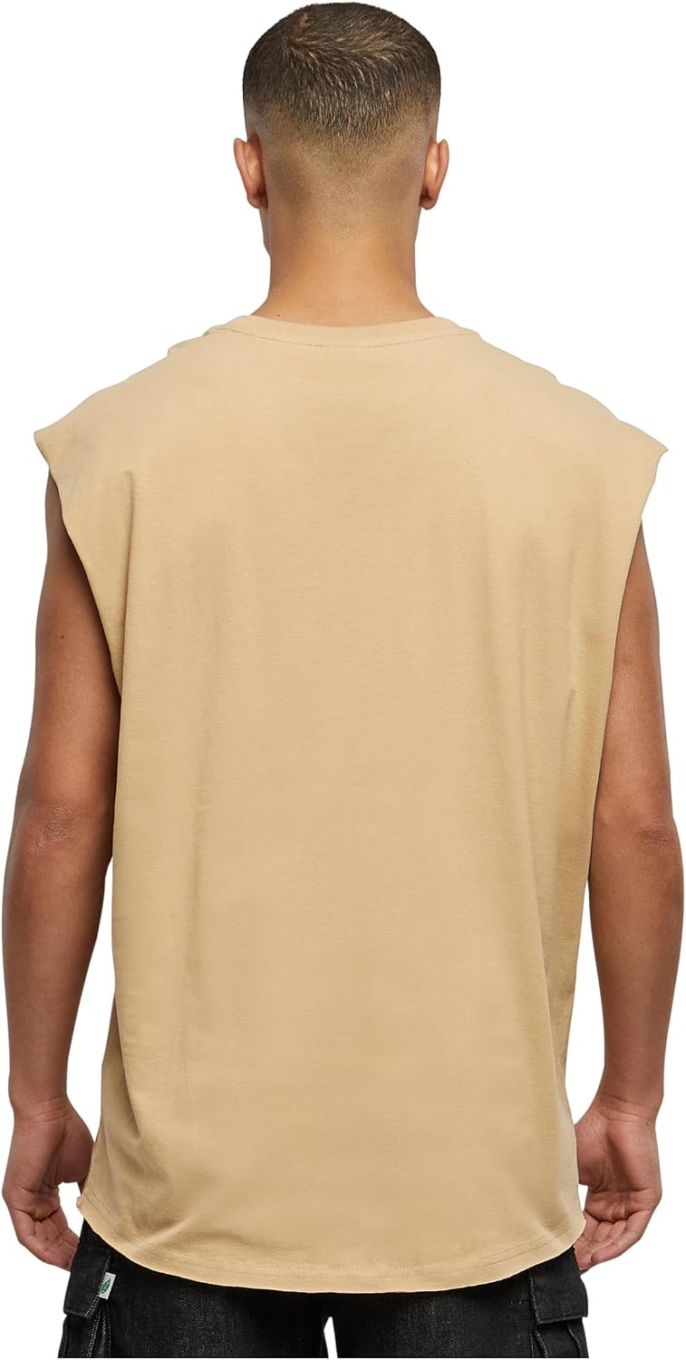 Detalle de Urban Classics Open Edge Sleeveless Tee Uomo – Unionbeige