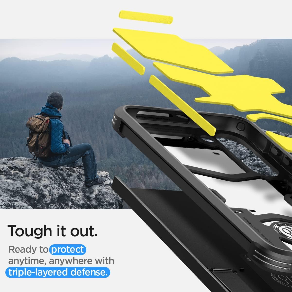 Detalle de Spigen Cover Tough Armor per Samsung Galaxy S23 Plus (S23+ 5G) in nero