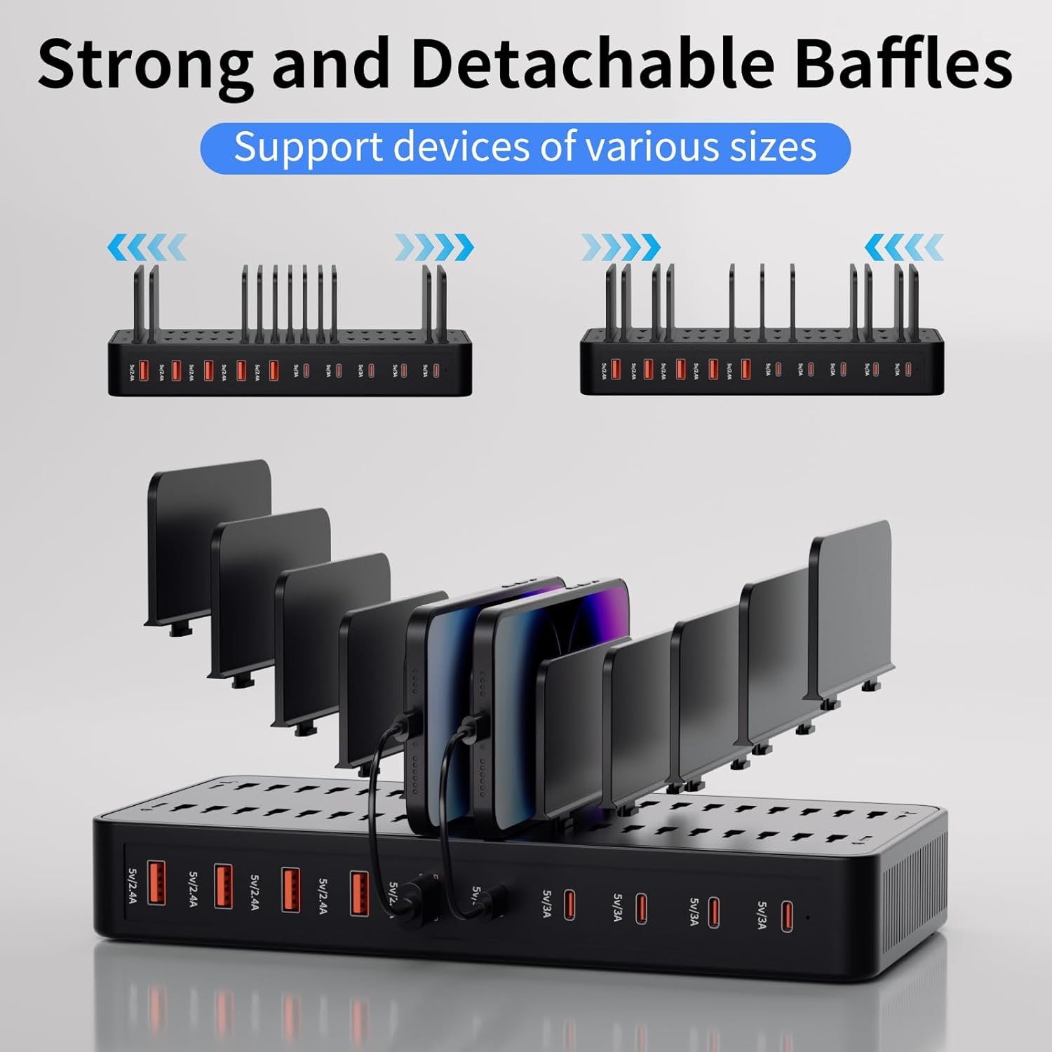 Detalle 2 de 60W 10-Port USB Fast Charging Station Dock
