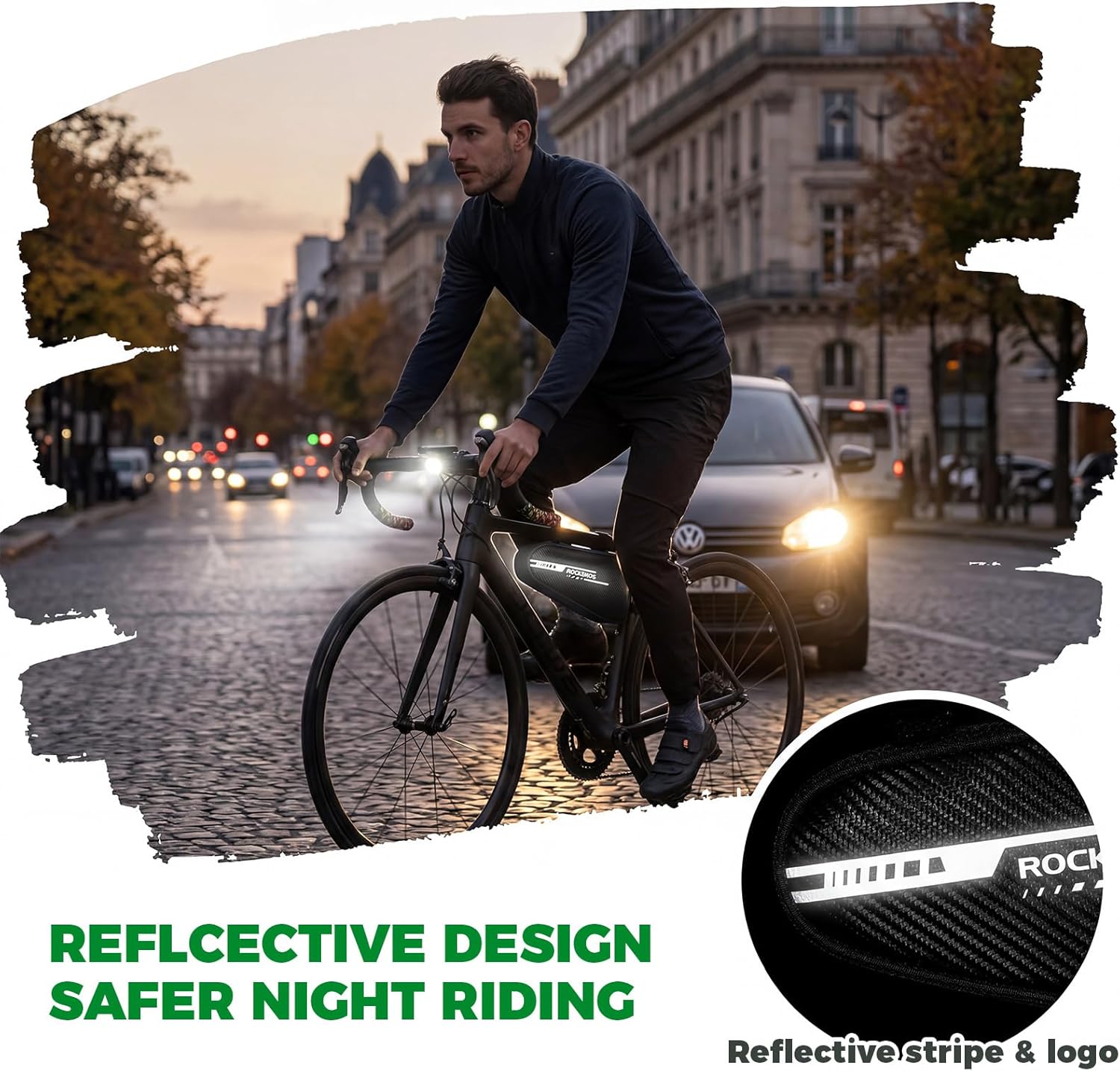 Thumbnail 4 de ROCKBROS sacoche de cadre vélo VTT BMX triangle réfléchissante 1,2 L