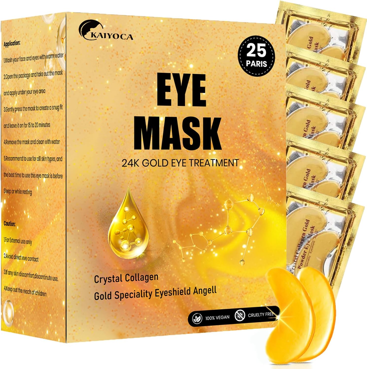Detalle de KAIYOCA ögonmask i gel, 25 par med hyaluronsyra och kollagen