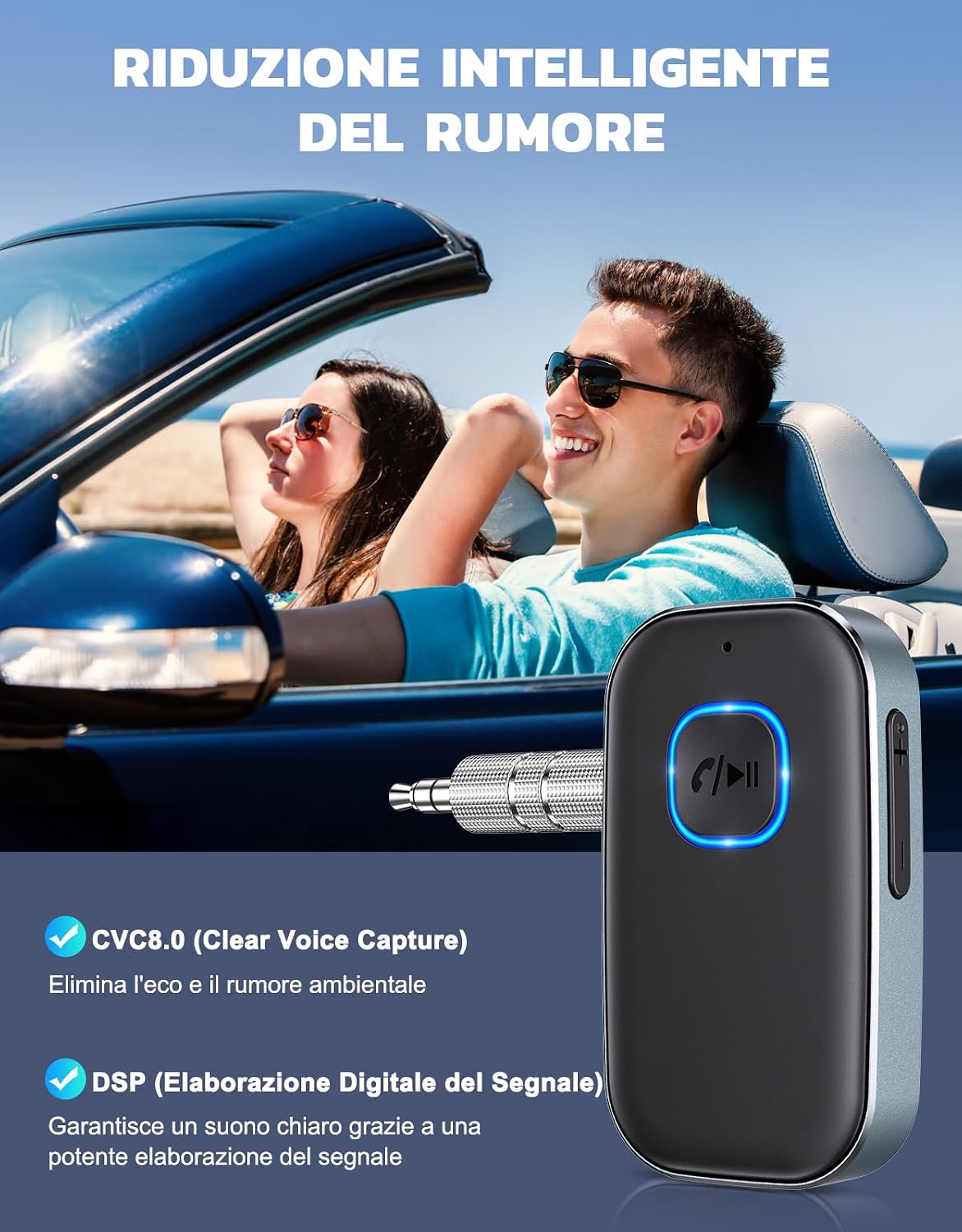 Detalle de Glangeh Ricevitore Bluetooth 5.3: cielo aperto tra Bluetooth e AUX, autonomia fino a 16 ore