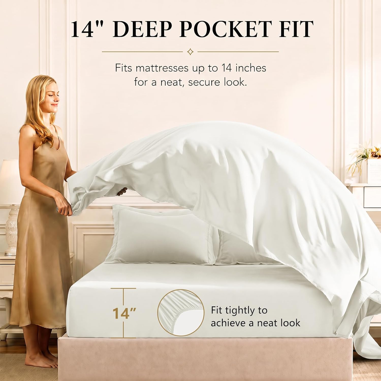 Detalle de CozyLux Twin XL 5-Piece Comforter Set in Ivory for Dorm Rooms