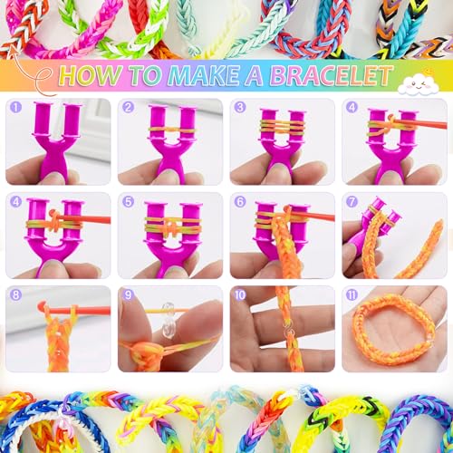 Detalle de AOKITO 2500+ Elastici per Braccialetti: kit completo 32 colori con perline, fermi e accessori per bambini