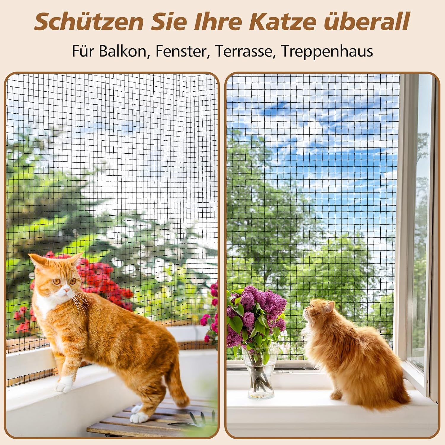 Thumbnail 6 de Aystkniet Rete per Gatti Balcone Senza Forature: Rinforzata, Sicura e Facile da Installare (10 x 3 M)