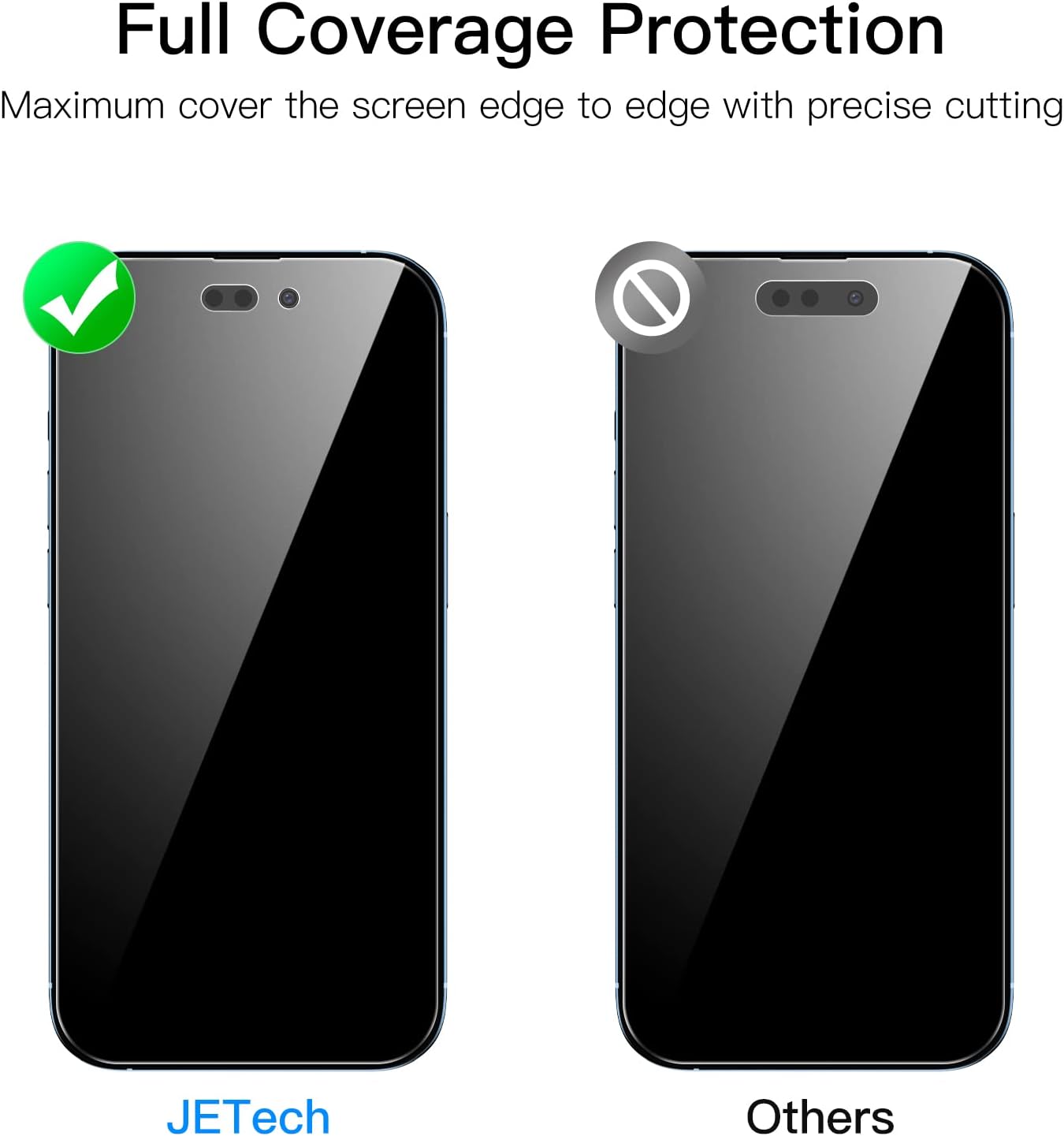 Thumbnail 3 de JETech Privacy Full Coverage Tempered Glass Screen Protector for iPhone 14 Pro Max 6.7-inch (Anti-Spy, Case-Friendly), 2-Pack
