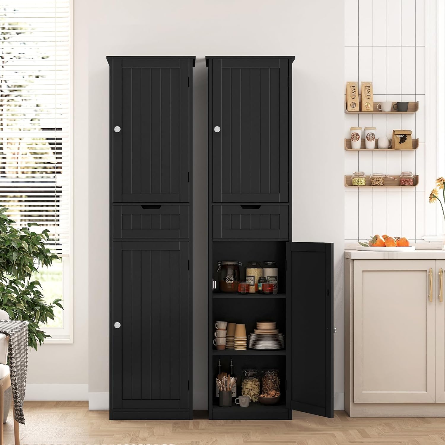 Detalle de Iwell Bathroom Storage Cabinet, 66.9-Inch Tall