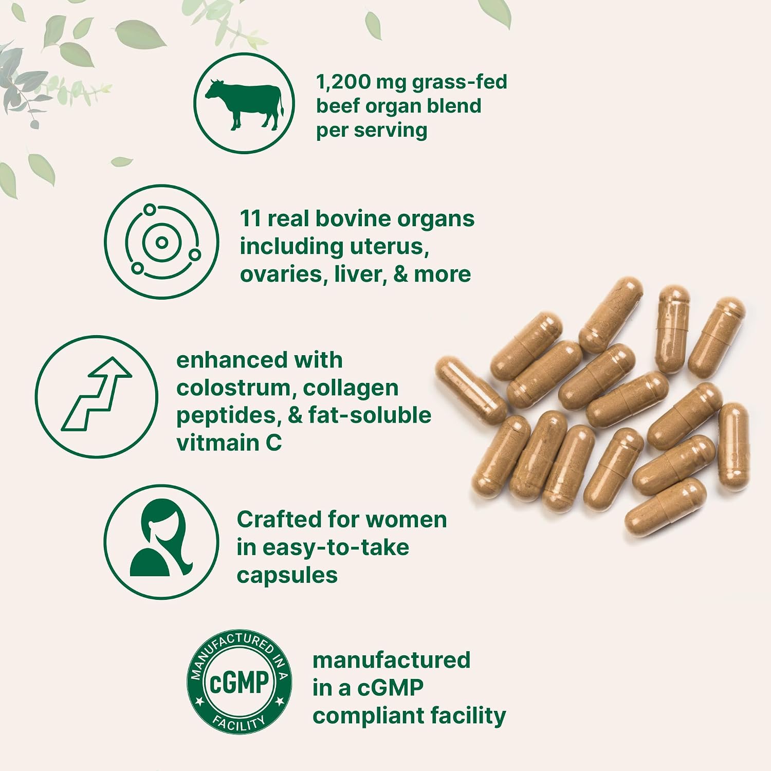 Detalle de Micro Ingredients Beef Organ Supplement, 240 Capsules