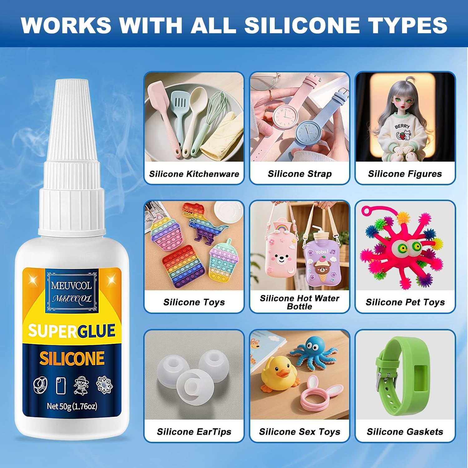 Thumbnail 2 de Meuvcol Silicone Glue 100g — Fast-Bonding & Waterproof Silicone Adhesive for Silicone Rubber, TPU, TPE, and More