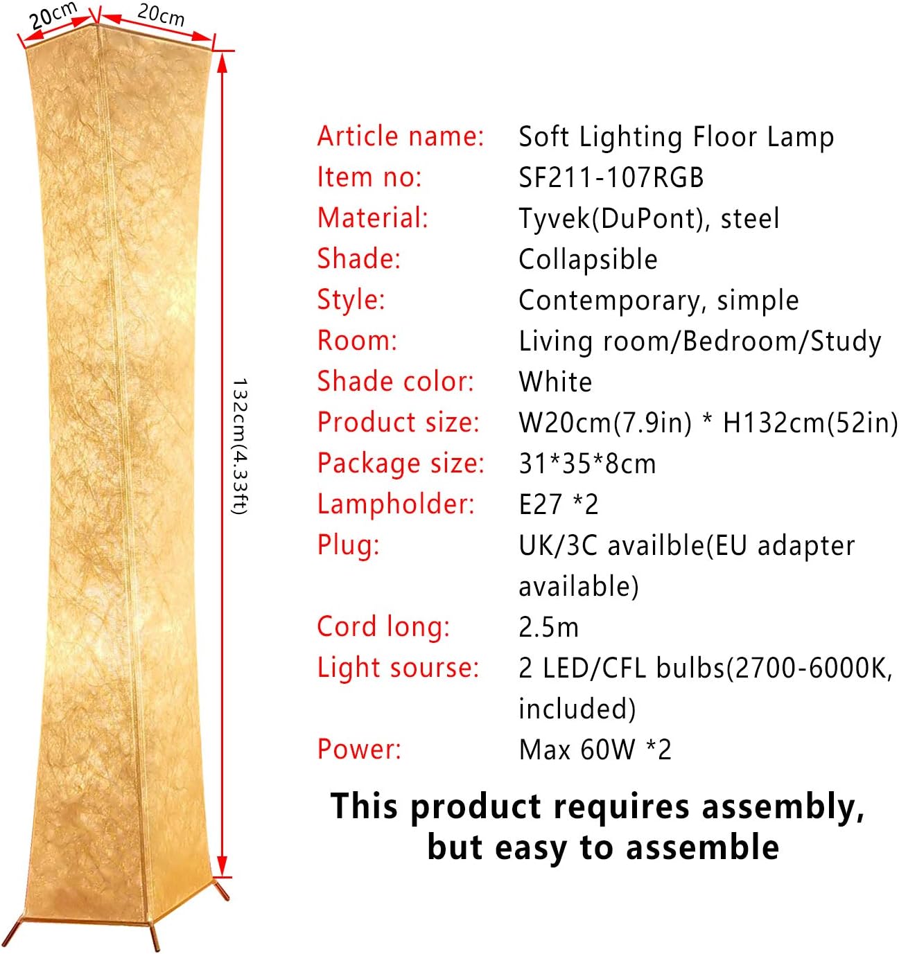 Thumbnail 5 de RGB Soft Floor Lamp 132cm