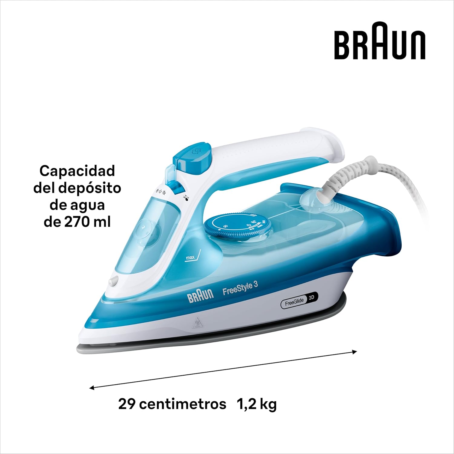 Thumbnail 2 de Braun FreeStyle 3 FI3144BL 🧳 Plancha de Vapor con Suela SuperCeramic