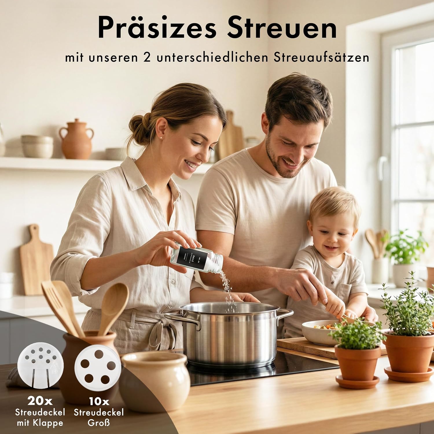 Detalle 2 de EDELHAUS Gewürzgläser Eckig Set 24x120ml