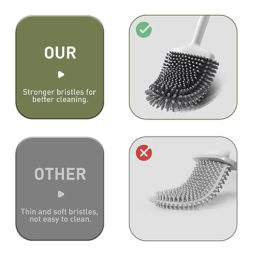 Detalle de ASOBEAGE Silicone Toilet Brush with Flexible Head and Wall Mount – White