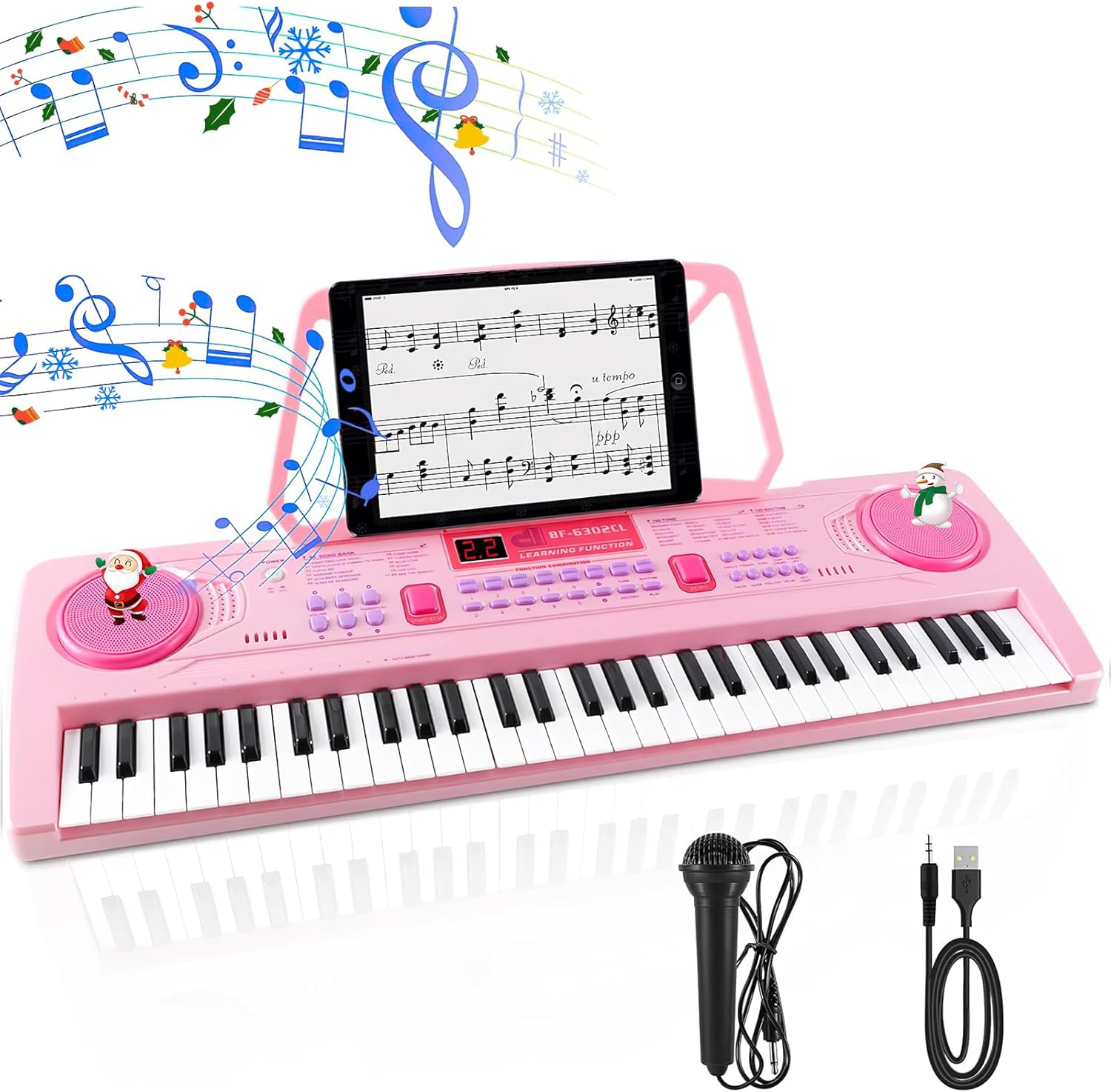 WOSTOO 61-Key Kids Electronic Piano Keyboard (Portable, Follow Teaching Mode) – Pink