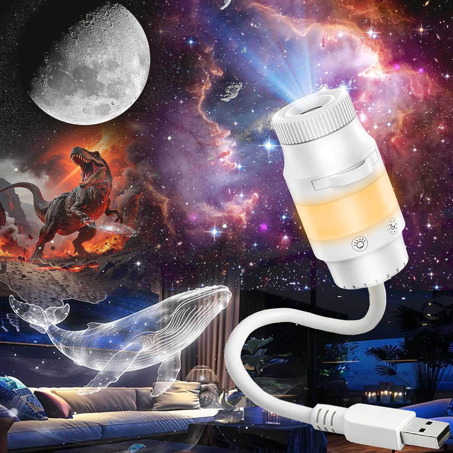 Detalle de FUYAOSC 2-in-1 Sternenhimmel Projektor, 360° Galaxy Projektor Night Light – 13 Modi