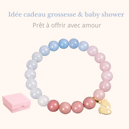 Thumbnail 5 de LouisAna Creation Bracelet en Pierre Naturelle pour Future Maman – Rhodonite, Quartz et Pédou doré