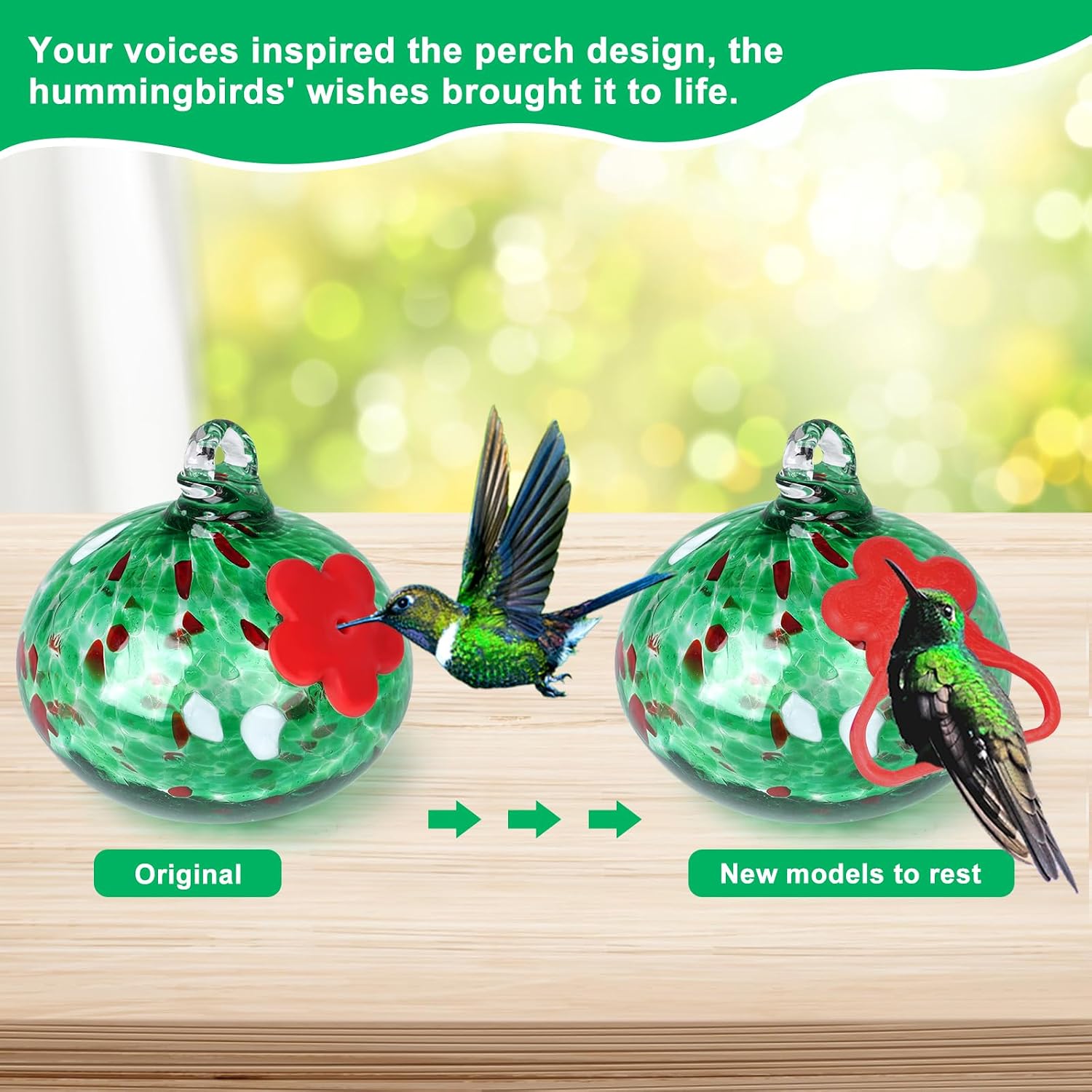Detalle 2 de Headak Life Hummingbird Feeder Wind Chime Green
