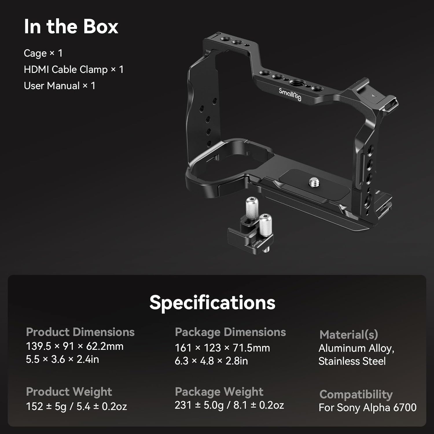 Thumbnail 6 de SmallRig Alpha 6700 Cage Kit 4336 für Sony A6700 inkl. HDMI-Kabelklemme und Arca-Schnellwechselplatte