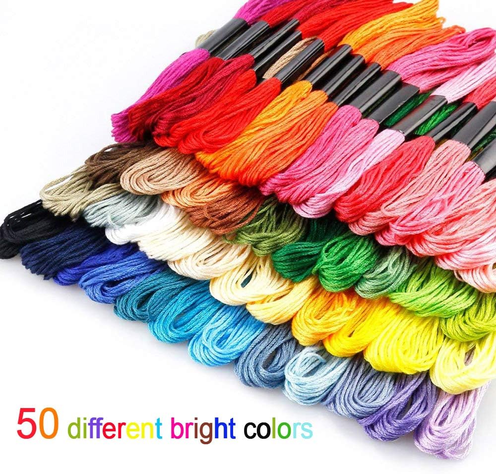 Thumbnail 1 de AUERVO Embroidery Threads 50 Skeins Pack – Rainbow Embroidery Floss with Free Needles and Accessories