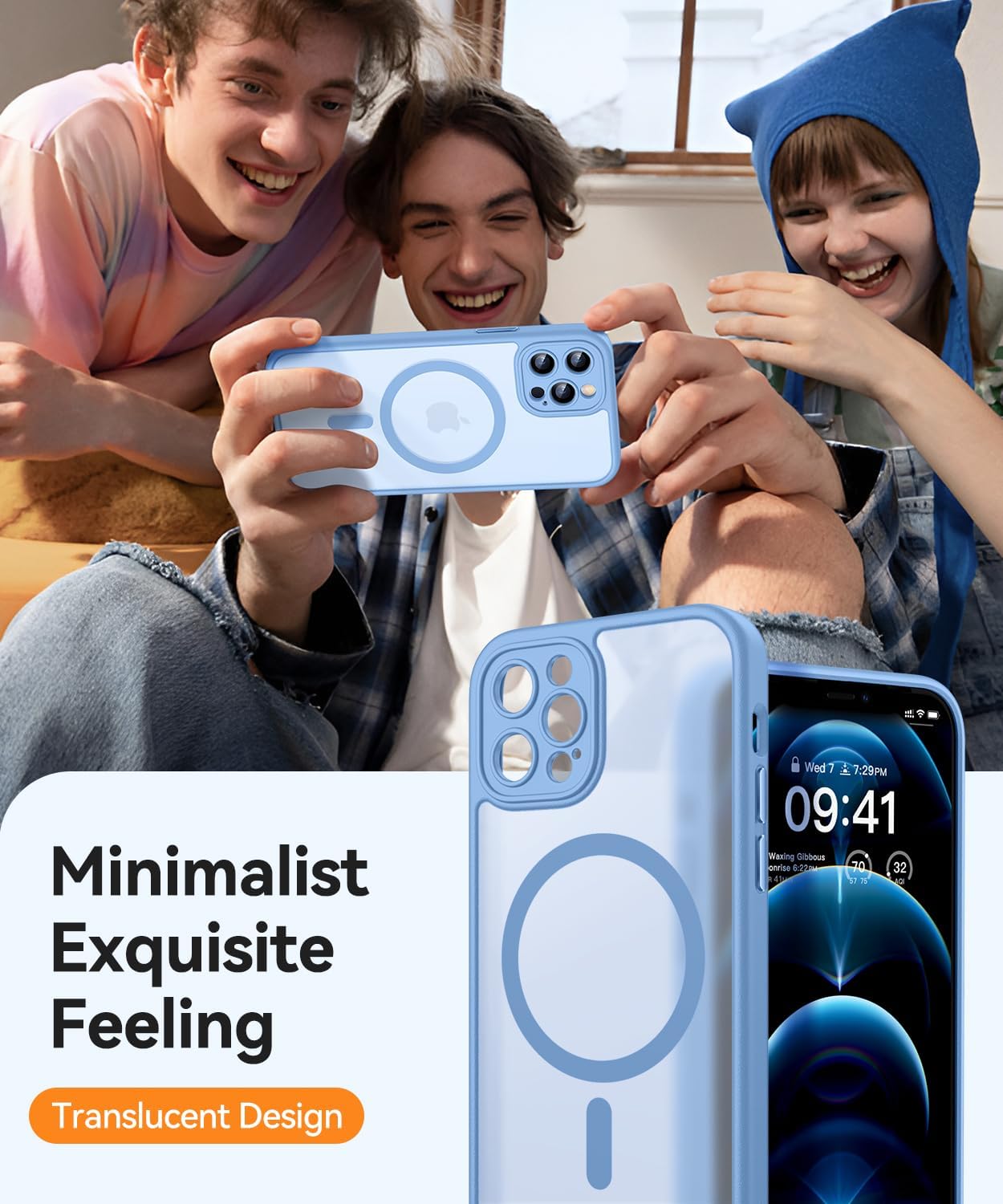 Thumbnail 6 de CANSHN Cover magnetica per iPhone 12 Pro (6,1") azzurra con protezione completa della fotocamera