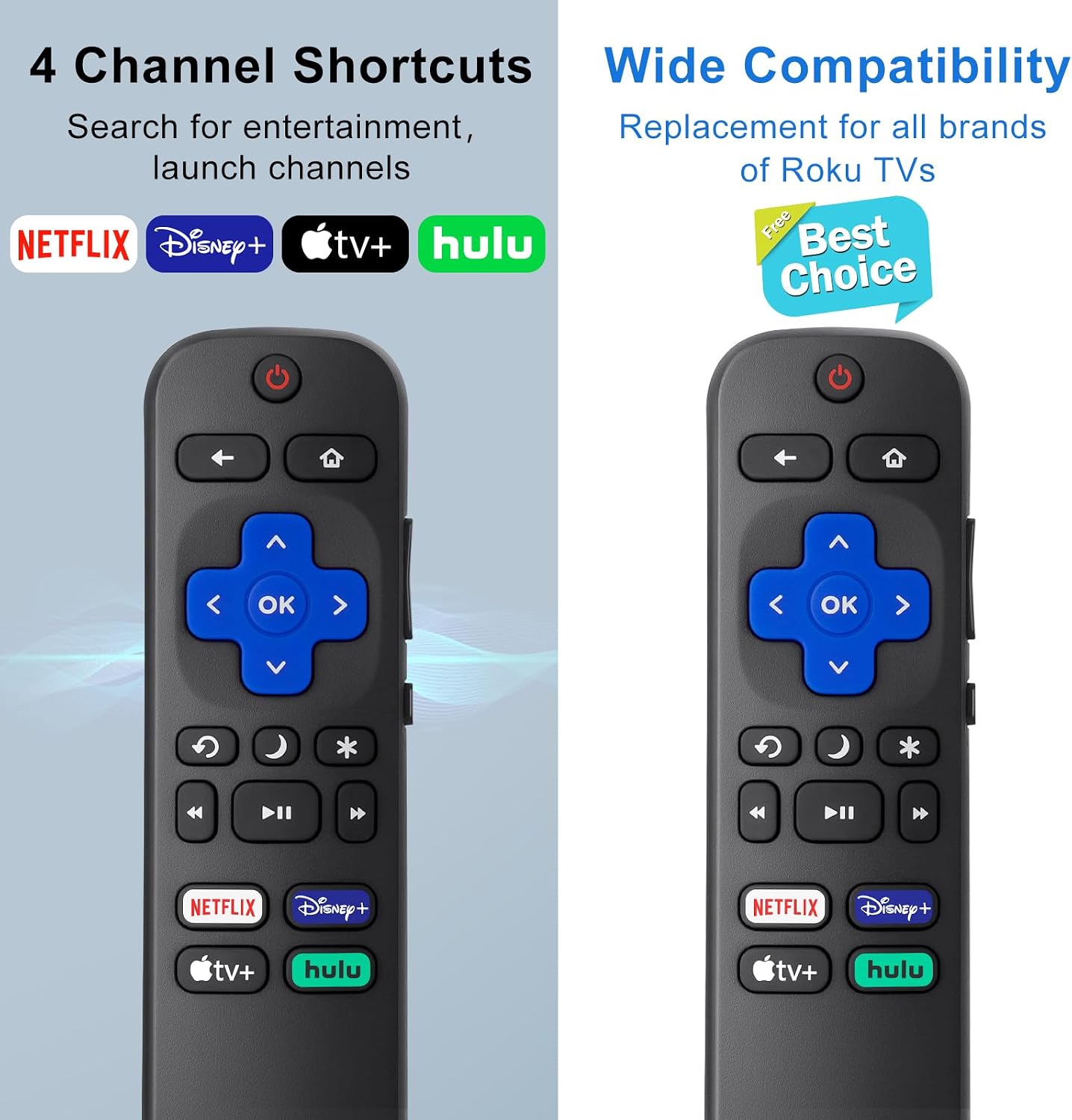 Thumbnail 4 de Replacement Roku TV Remote Pack of 2