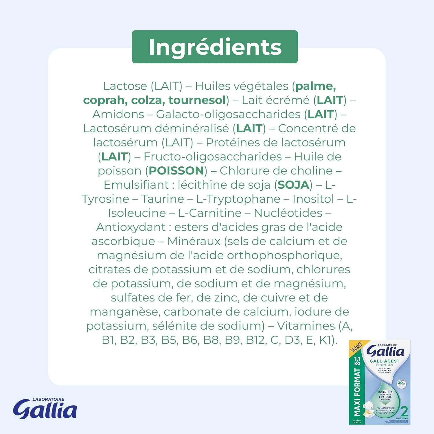 Thumbnail 2 de Gallia Galliagest 1,1 kg lait en poudre