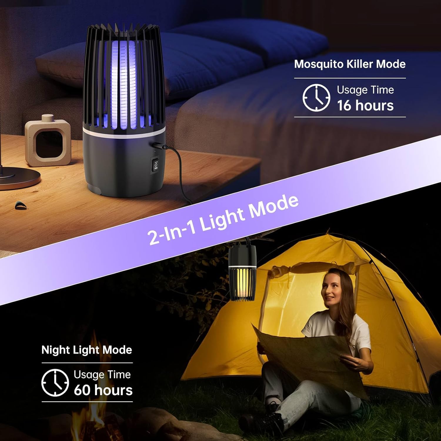 Thumbnail 2 de Tiptop Home 4200V Rechargeable UV Bug Zapper (4000mAh) for Outdoor & Indoor Mosquito Control