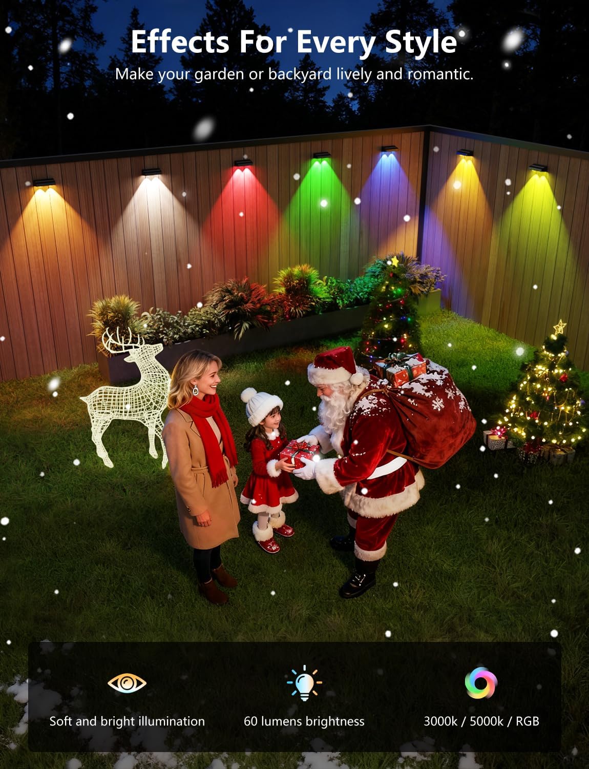 Thumbnail 6 de nibuuecer Solar Fence Lights (8 Pack) with 9 Colours and 11 Lighting Modes, IP65 Outdoor Waterproof