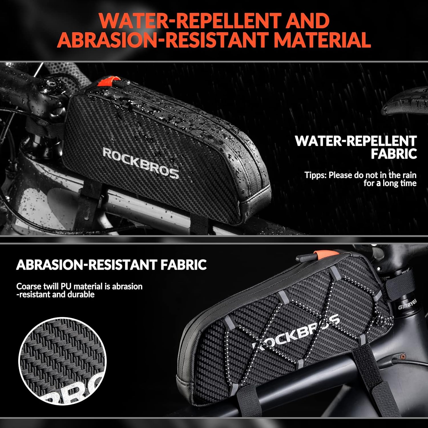 Thumbnail 4 de ROCKBROS 1L Bike Frame Bag – Reflective Top Tube Pouch for MTB, Road and E-Bike