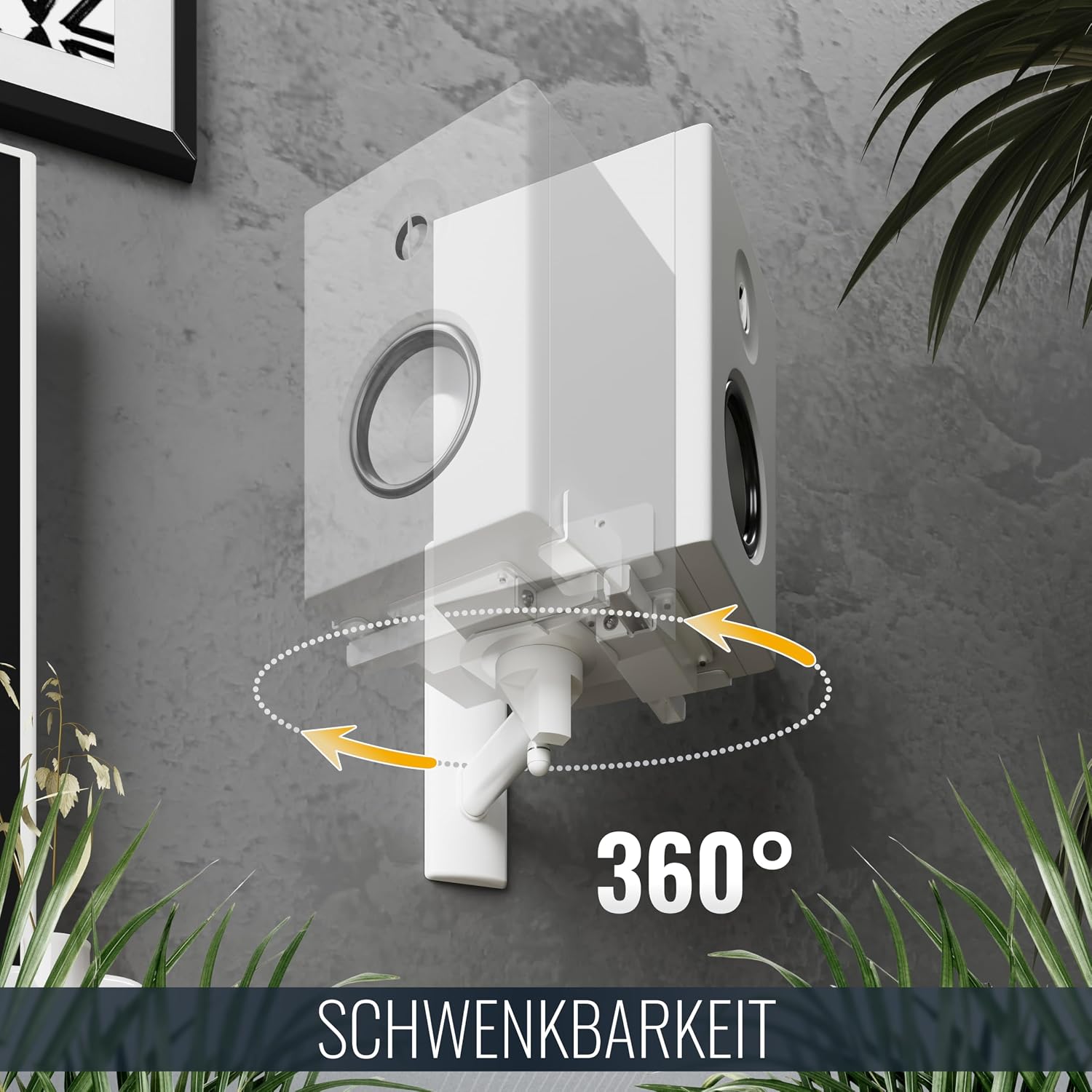 Detalle de RICOO LH023-W Lautsprecherwandhalterung 2er-Set – schwenkbar, neigbar, maximale Belastbarkeit 25 kg