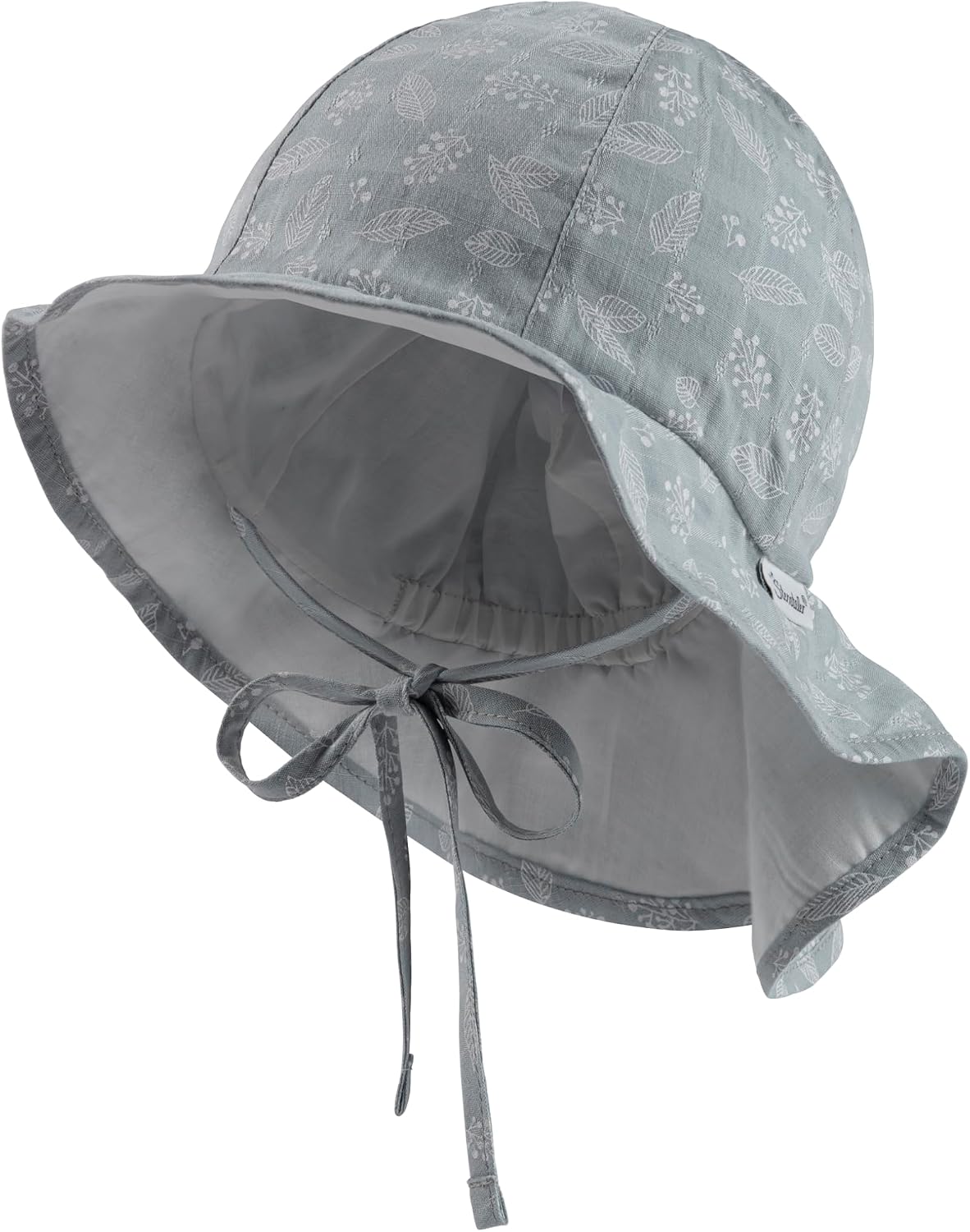 Sterntaler Sonnenhut Blätter mit Nackenschutz – Baumwollstoff mit Bindeband, UV30