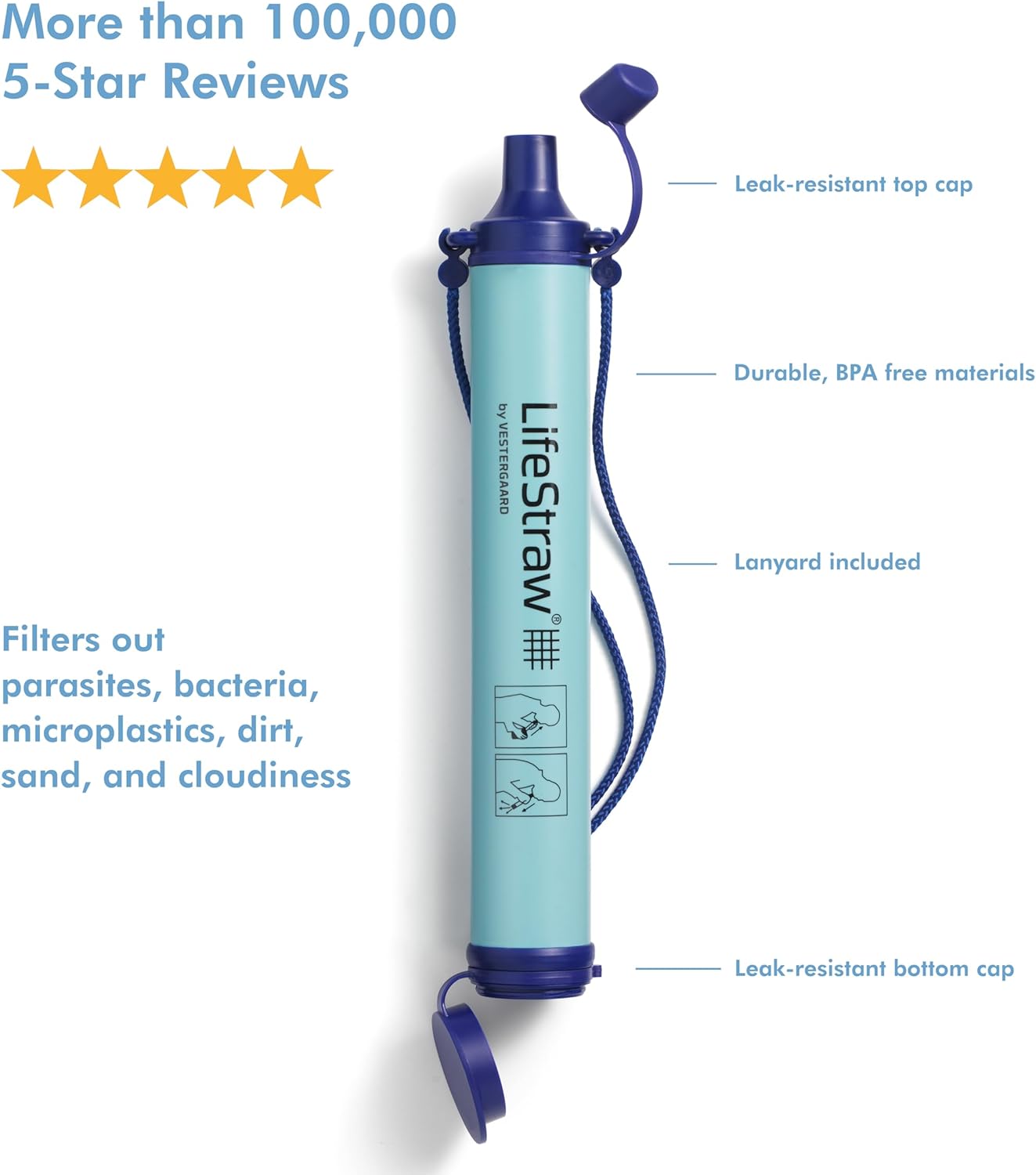 Thumbnail 1 de LifeStraw Personal Water Filter for Hiking, Camping, Travel, and Emergency Preparedness